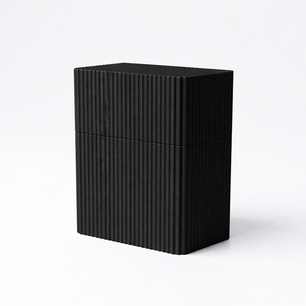 3D tiskan etui za karte TOWER DUO črn minimalističen organizator za dve kompleta kart