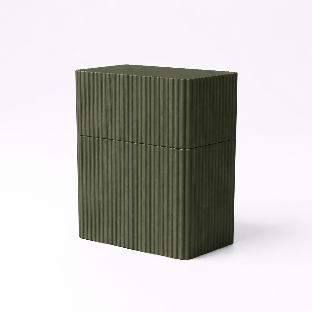 3D tiskan etui za karte TOWER DUO zelen minimalističen organizator za dve kompleta kart
