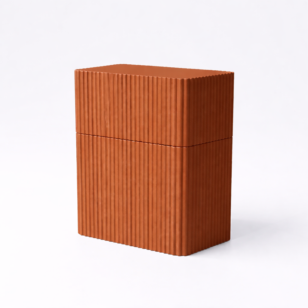 3D tiskan etui za karte TOWER DUO terakota minimalističen organizator za dve kompleta kart