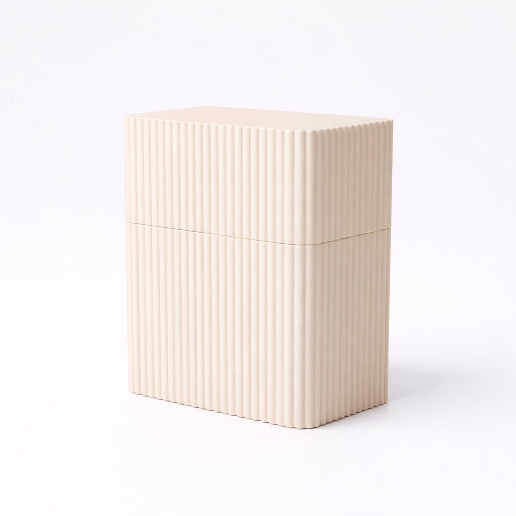 3D tiskan etui za karte TOWER DUO bež minimalističen organizator za dve kompleta kart