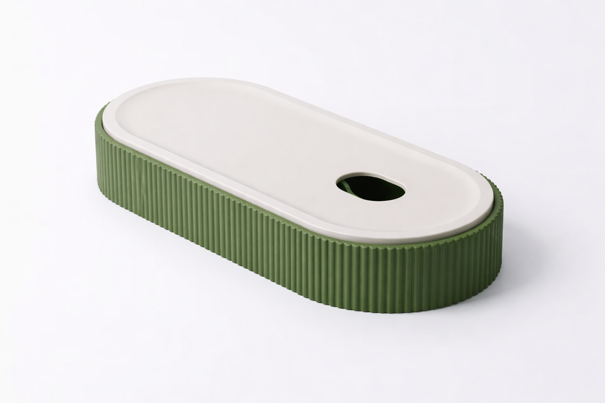 3D tiskan namizni organizator ARC SLIM tanek eleganten organizator z odprtino zelen