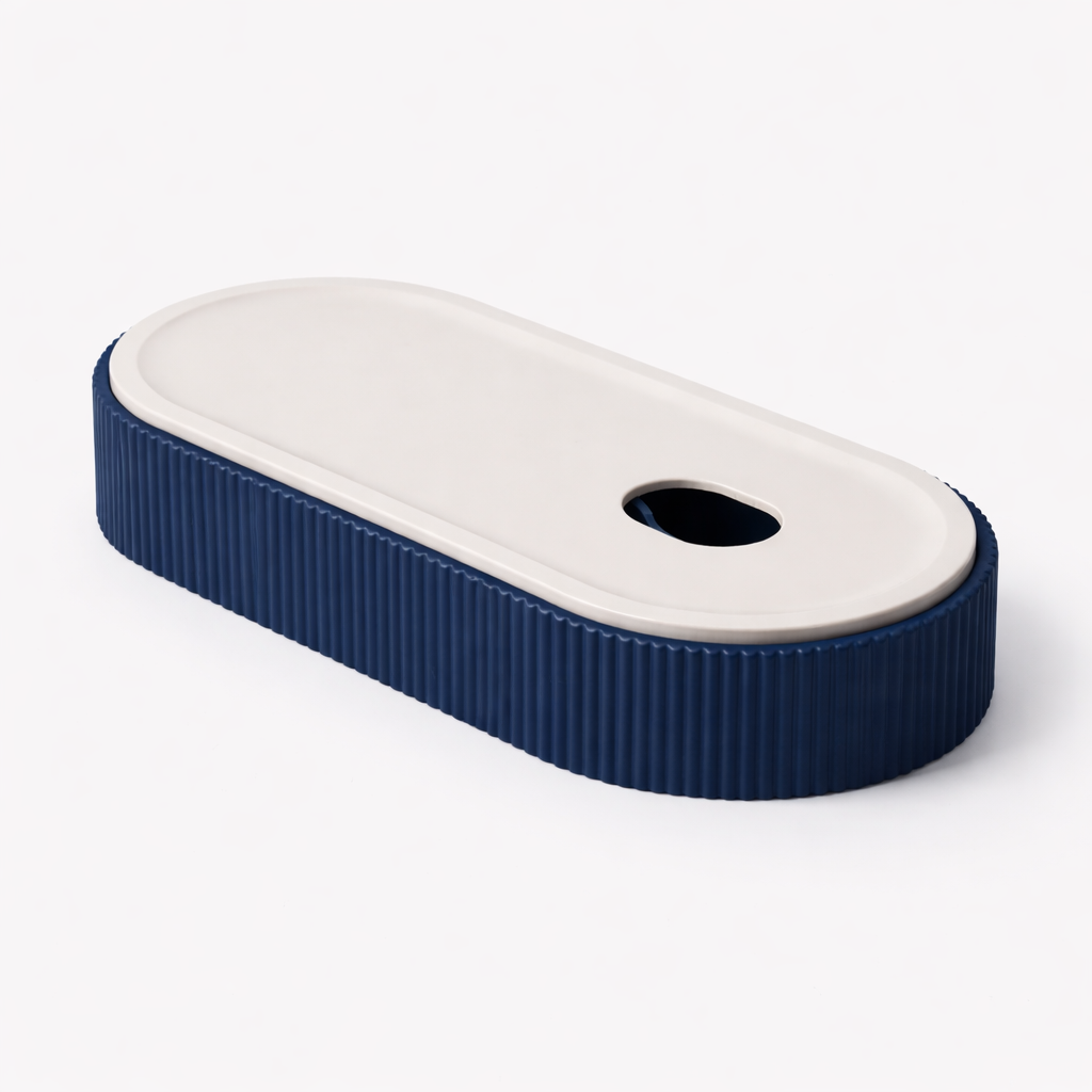 3D tiskan namizni organizator ARC SLIM tanek eleganten organizator z odprtino moder