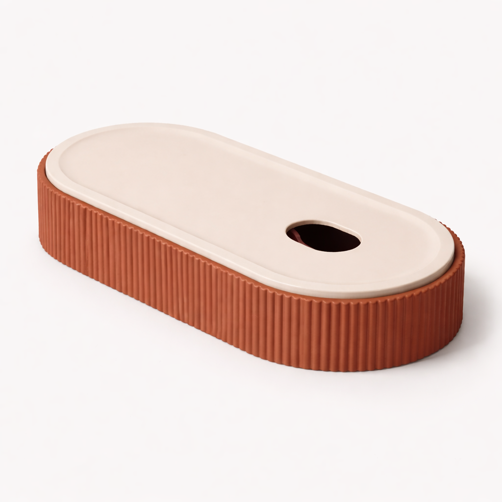 3D tiskan namizni organizator ARC SLIM tanek eleganten organizator z odprtino terakota