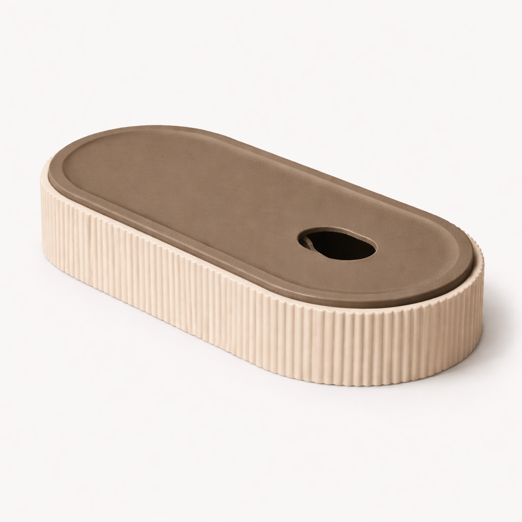 3D tiskan namizni organizator ARC SLIM tanek eleganten organizator z odprtino bež