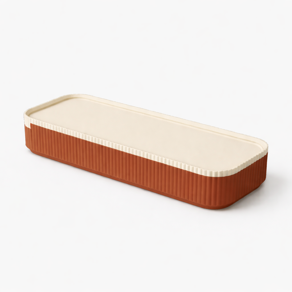 3D tiskan etui za pisala SLICE terakota minimalističen organizator za mizo