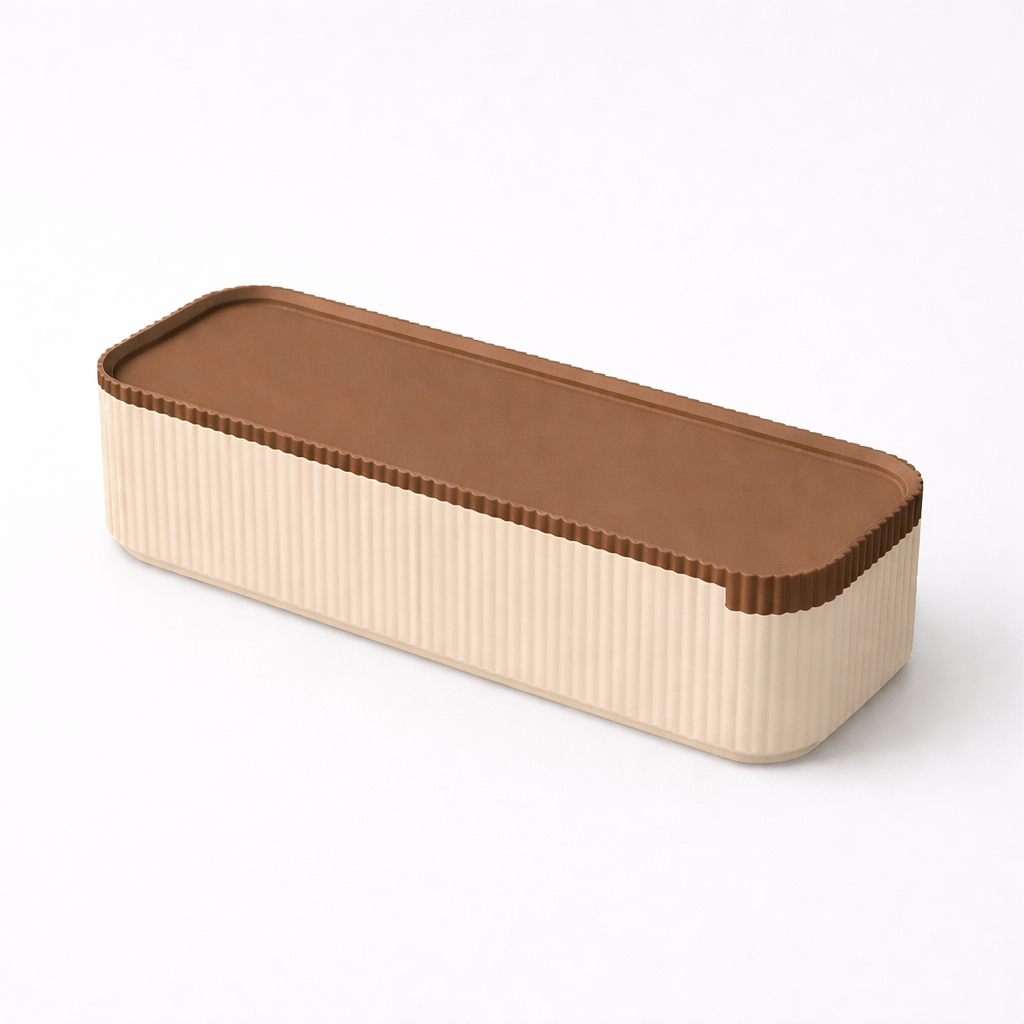 3D tiskan etui za pisala STACK bež modularni organizator za pisala