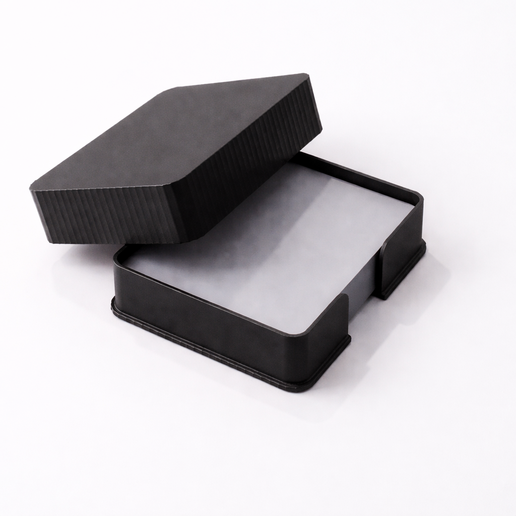 3D tiskan etui za karte CORE črn minimalističen organizer z pokrovom