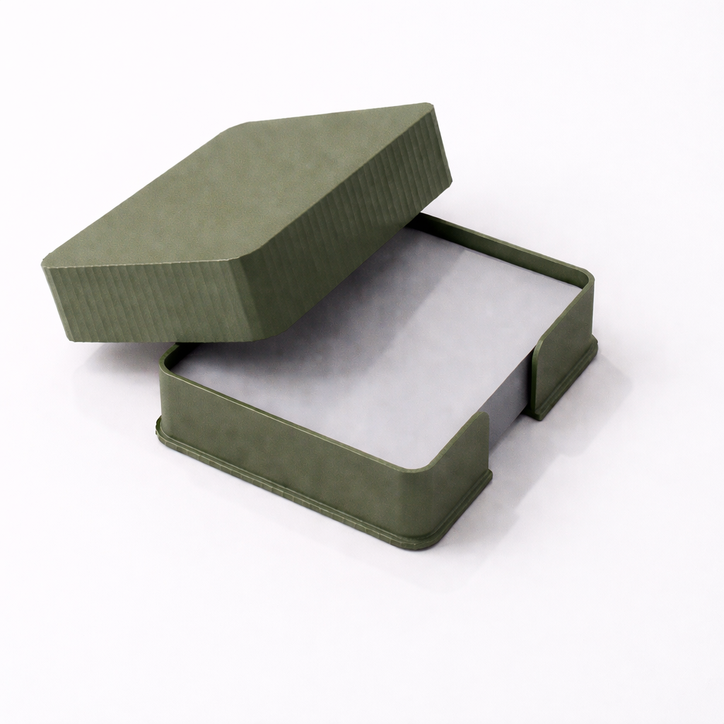 3D tiskan etui za karte CORE zelen minimalističen organizer z pokrovom