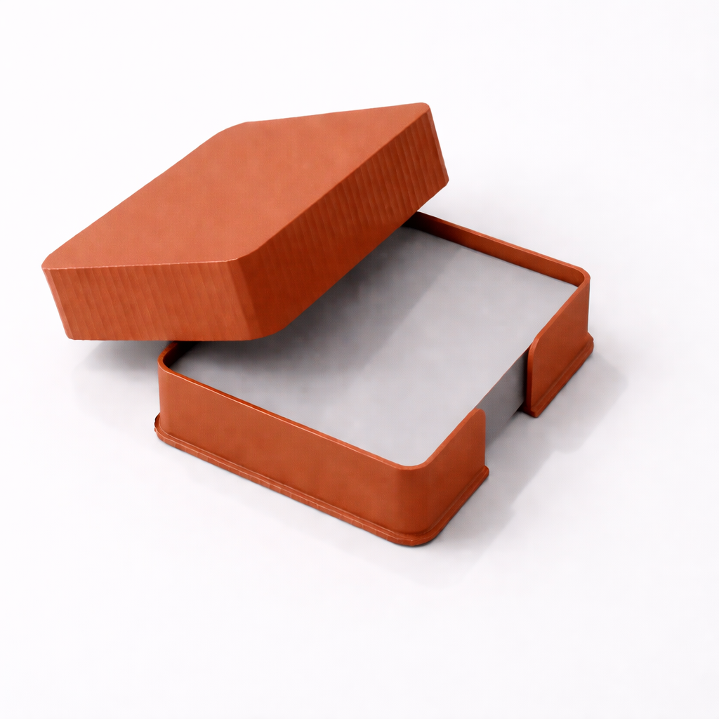 3D tiskan etui za karte CORE terakota minimalističen organizer z pokrovom