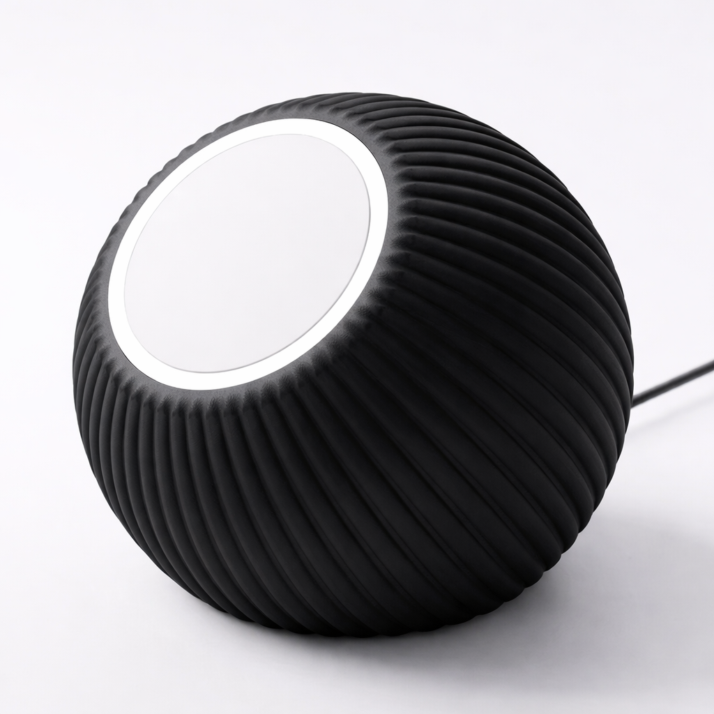 3D tiskan stojalo za brezžično polnjenje ORB TEXTURED črn minimalistično stojalo