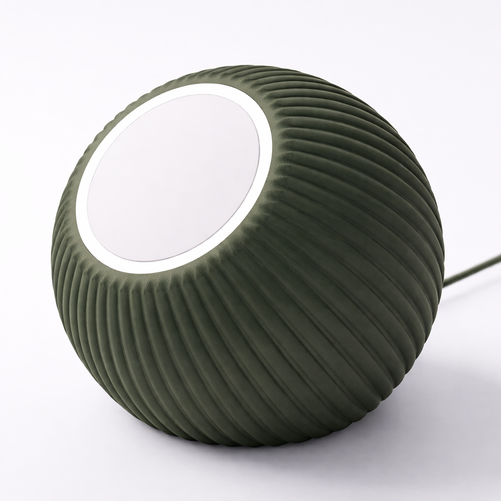 3D tiskan stojalo za brezžično polnjenje ORB TEXTURED zelen minimalistično stojalo
