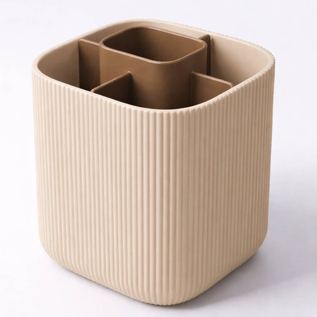 3D tiskan namizni organizator CORE SLIM bež kompakten organizator s predelki