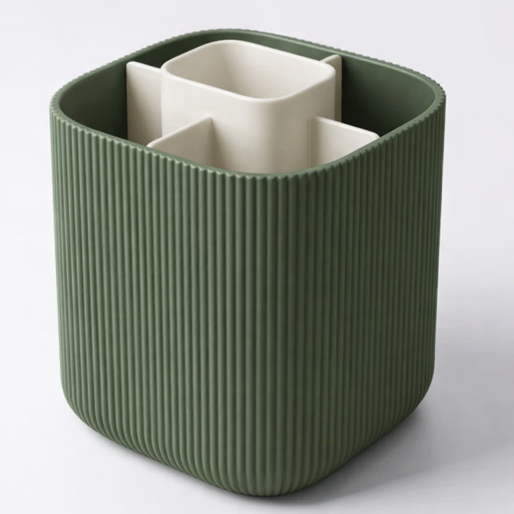 3D tiskan namizni organizator CORE SLIM zelen kompakten organizator s predelki