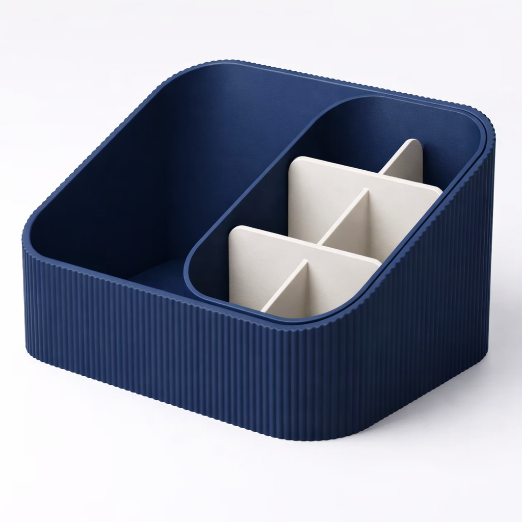 3D tiskan namizni organizator STACK STEP moder s stopničasto razporeditvijo predelkov