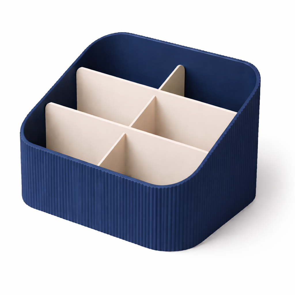 3D tiskan namizni organizator STACK SPLIT moder z razdelki za organizacijo predmetov