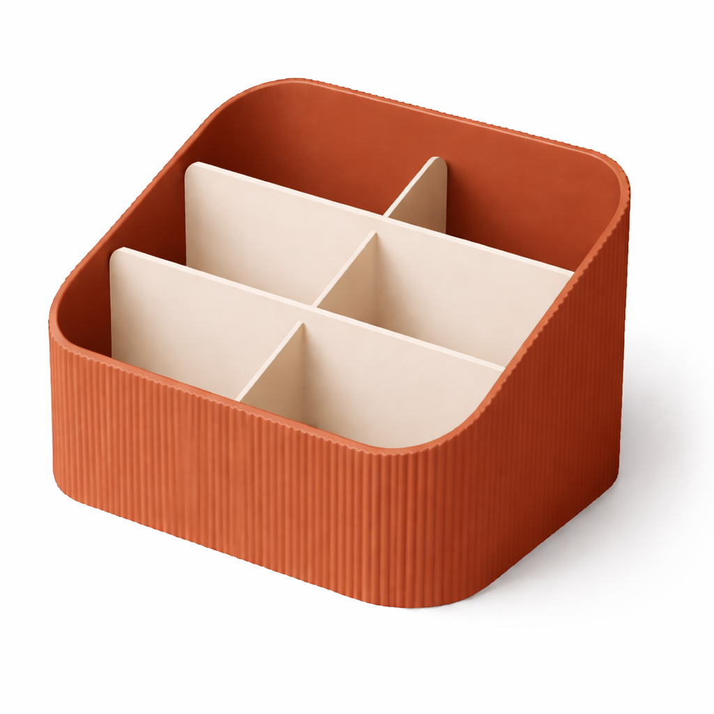 3D tiskan namizni organizator STACK SPLIT terakota z razdelki za organizacijo predmetov